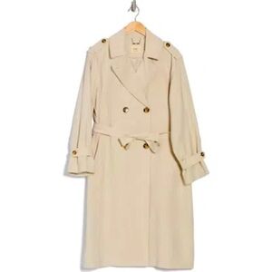 Elie Tahari Beige Viscose Blend Trench Coat Raincoat